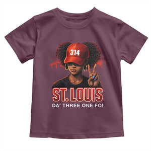 314 St Louis Toddler T Shirt Red Hat African American Woman STL City Pride Area Code TS10 Maroon Print Your Wear