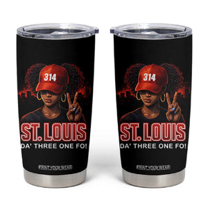 314 St Louis Tumbler Cup Red Hat African American Woman STL City Pride Area Code TS10 Black Print Your Wear