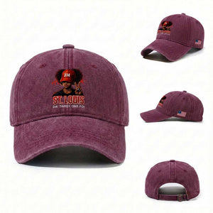 314 St Louis Washed Cotton Baseball Cap Red Hat African American Woman STL City Pride Area Code
