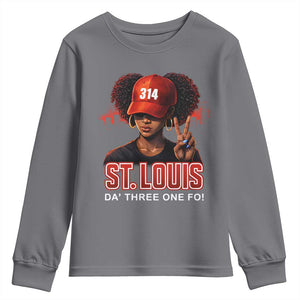 314 St Louis Youth Sweatshirt Red Hat African American Woman STL City Pride Area Code TS10 Charcoal Print Your Wear