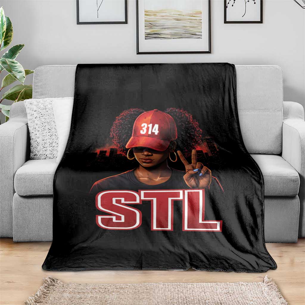 314 STL Throw Blanket Red Hat African American Woman Area Code St Louis City Pride TS10 Print Your Wear