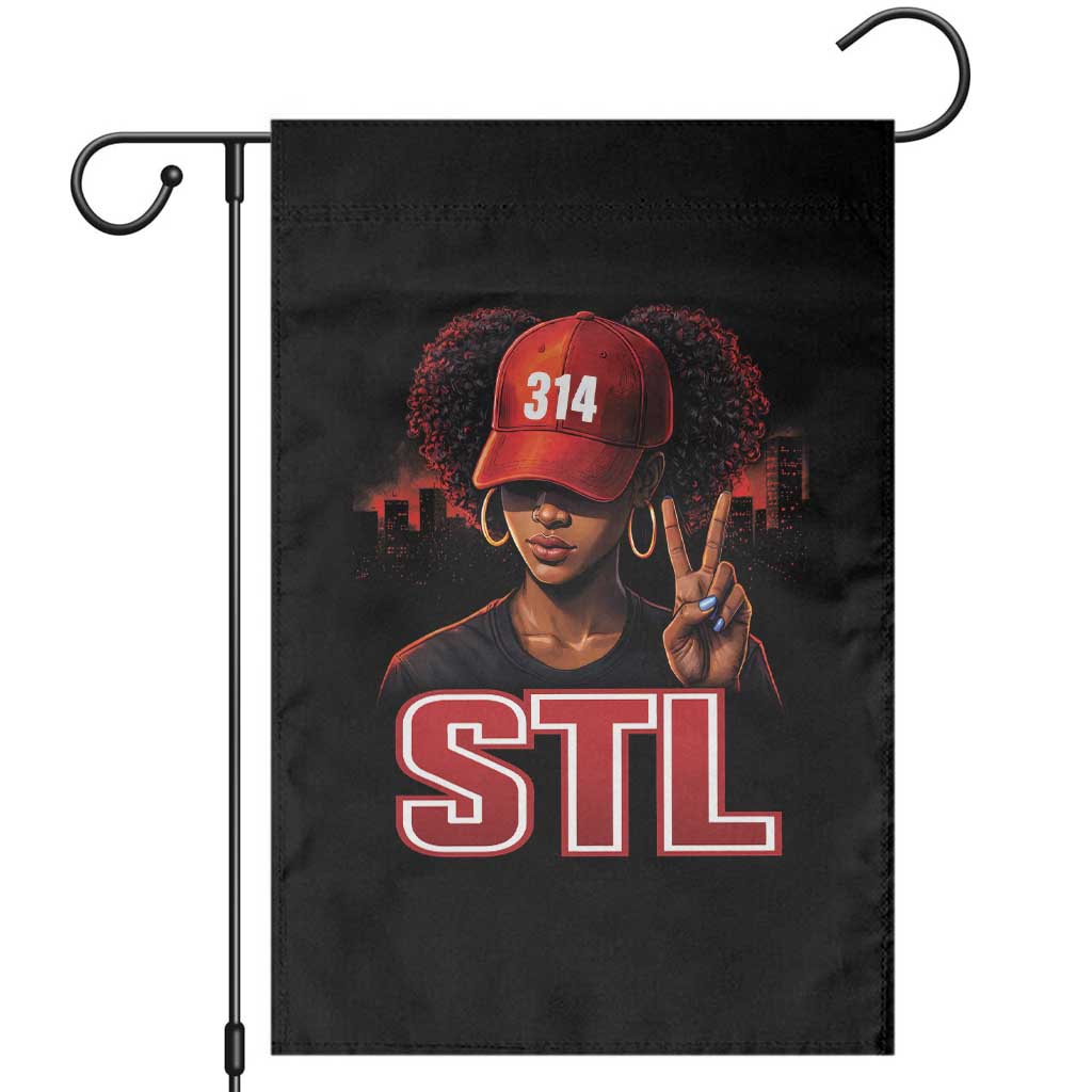 314 STL Garden Flag Red Hat African American Woman Area Code St Louis City Pride TS10 Black Print Your Wear