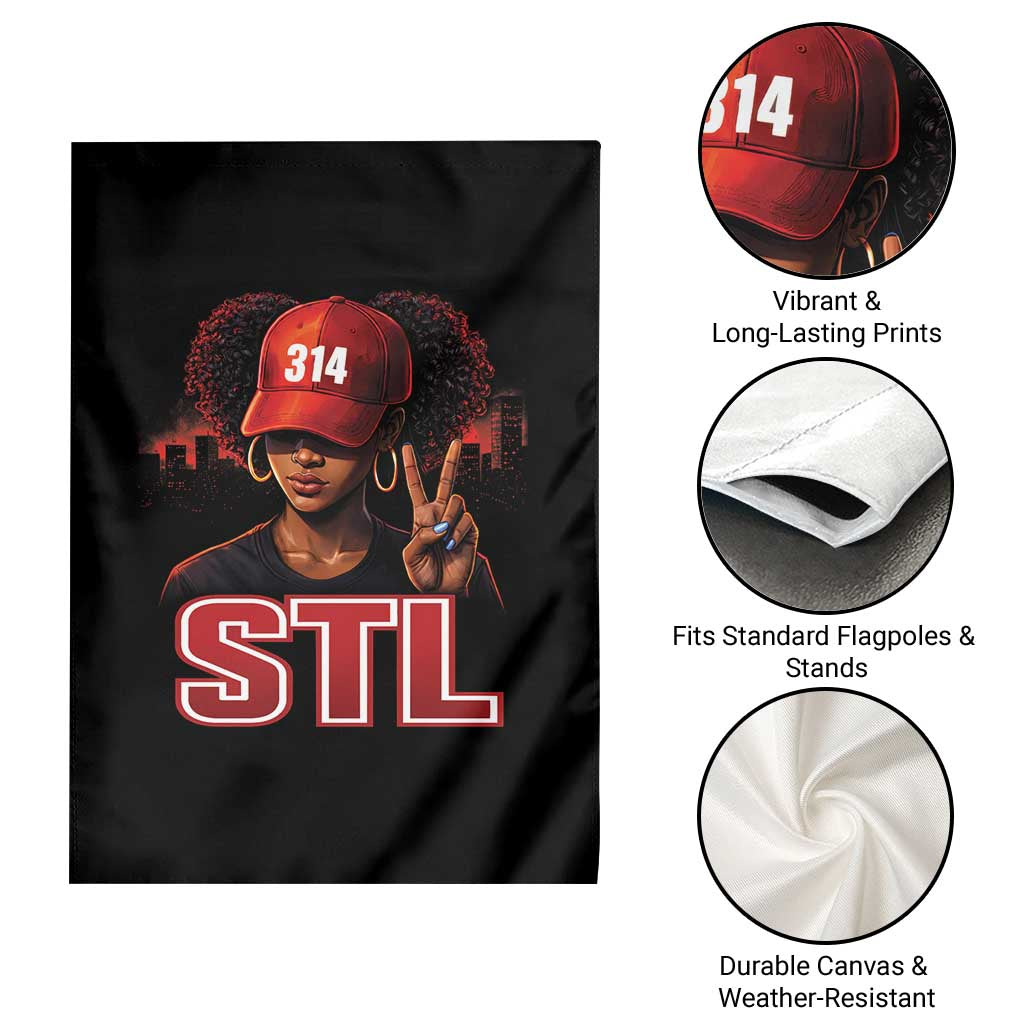 314 STL Garden Flag Red Hat African American Woman Area Code St Louis City Pride TS10 Print Your Wear