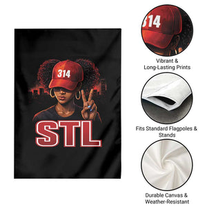 314 STL Garden Flag Red Hat African American Woman Area Code St Louis City Pride TS10 Print Your Wear