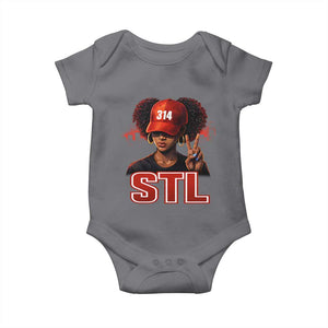 314 STL Baby Onesie Red Hat African American Woman Area Code St Louis City Pride TS10 Charcoal Print Your Wear