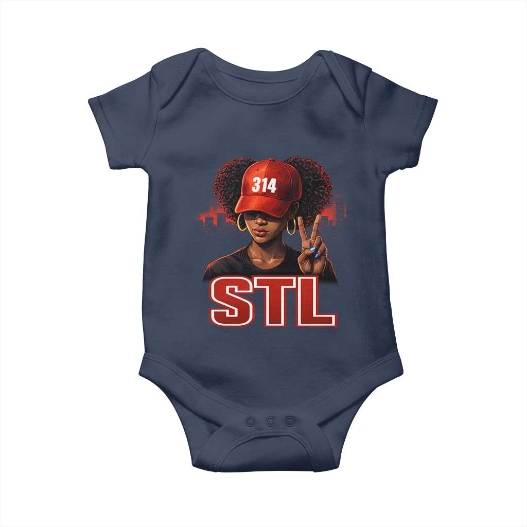 314 STL Baby Onesie Red Hat African American Woman Area Code St Louis City Pride TS10 Navy Print Your Wear