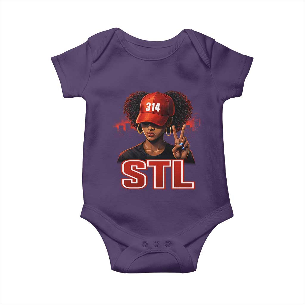 314 STL Baby Onesie Red Hat African American Woman Area Code St Louis City Pride TS10 Purple Print Your Wear