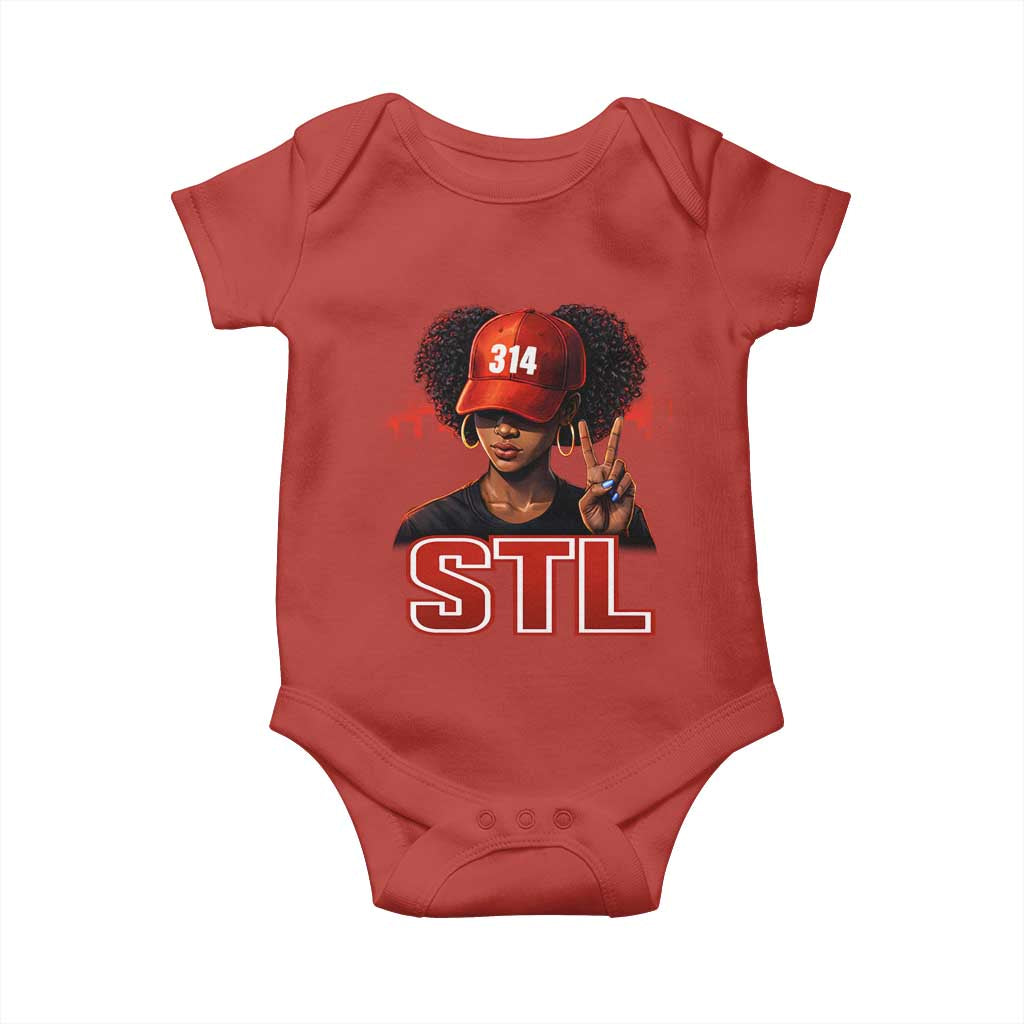 314 STL Baby Onesie Red Hat African American Woman Area Code St Louis City Pride TS10 Red Print Your Wear