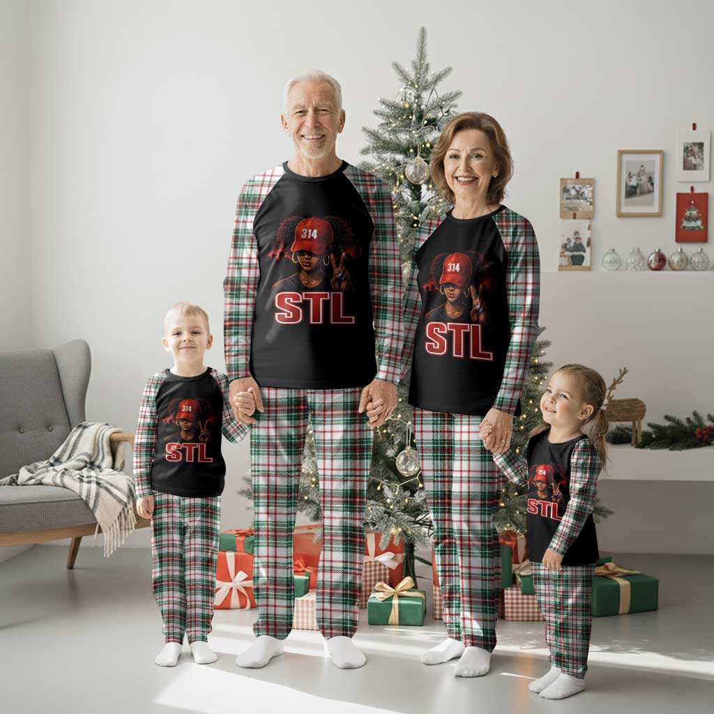 314 STL Plaid Pajama Set Red Hat African American Woman Area Code St Louis City Pride TS10 Christmas Plaid Print Your Wear