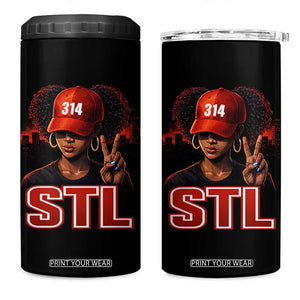 314 STL 4 in 1 Can Cooler Tumbler Red Hat African American Woman Area Code St Louis City Pride TS10 One Size: 16 oz Black Print Your Wear