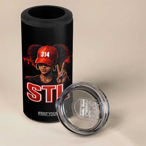 314 STL 4 in 1 Can Cooler Tumbler Red Hat African American Woman Area Code St Louis City Pride TS10 Print Your Wear