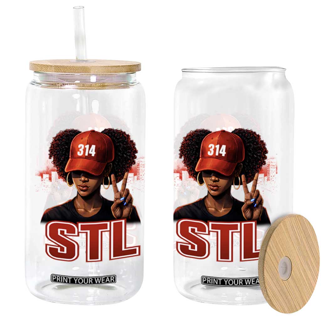 314 STL Glass Can Red Hat African American Woman Area Code St Louis City Pride TS10 Print Your Wear
