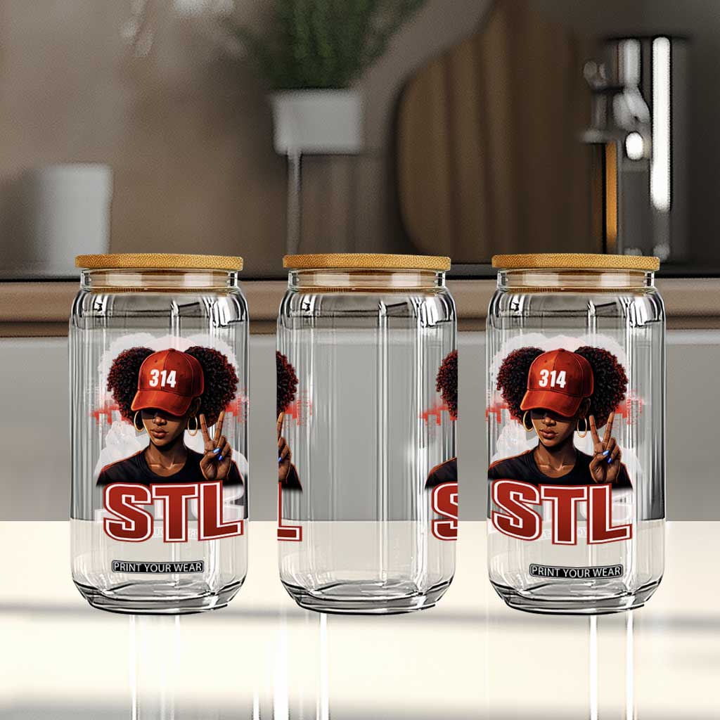 314 STL Glass Can Red Hat African American Woman Area Code St Louis City Pride TS10 Print Your Wear