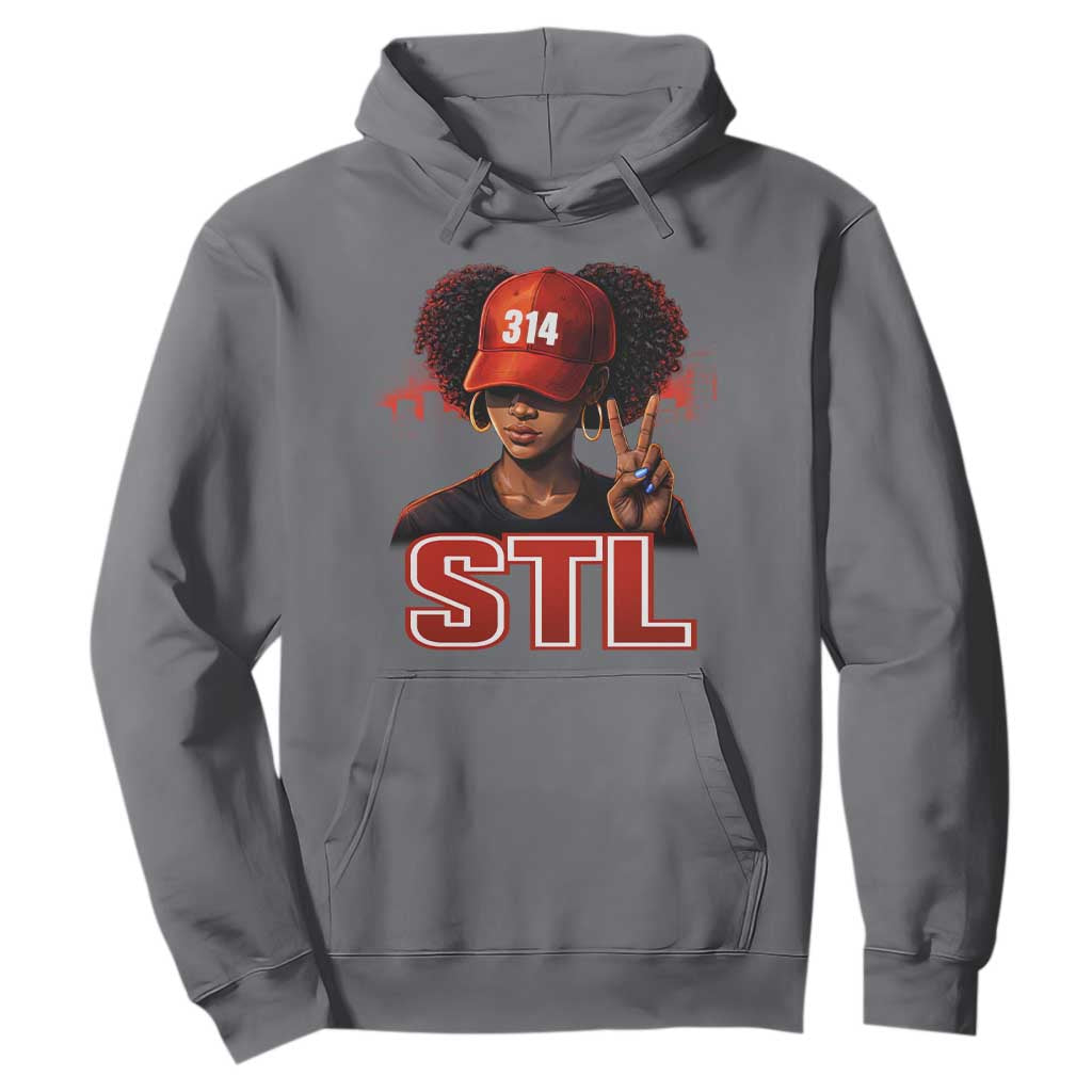 314 STL Hoodie Red Hat African American Woman Area Code St Louis City Pride TS10 Charcoal Print Your Wear