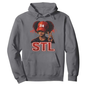 314 STL Hoodie Red Hat African American Woman Area Code St Louis City Pride TS10 Charcoal Print Your Wear
