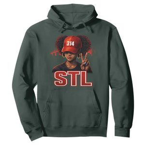 314 STL Hoodie Red Hat African American Woman Area Code St Louis City Pride TS10 Dark Forest Green Print Your Wear