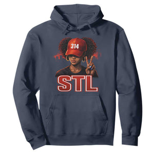 314 STL Hoodie Red Hat African American Woman Area Code St Louis City Pride TS10 Navy Print Your Wear