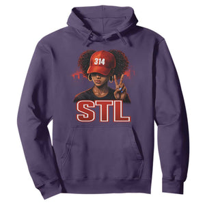 314 STL Hoodie Red Hat African American Woman Area Code St Louis City Pride TS10 Purple Print Your Wear