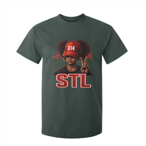 314 STL T Shirt For Kid Red Hat African American Woman Area Code St Louis City Pride TS10 Dark Forest Green Print Your Wear