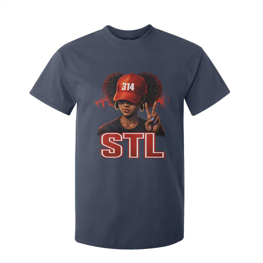 314 STL T Shirt For Kid Red Hat African American Woman Area Code St Louis City Pride TS10 Navy Print Your Wear