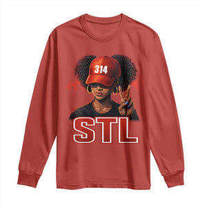 314 STL Long Sleeve Shirt Red Hat African American Woman Area Code St Louis City Pride TS10 Red Print Your Wear