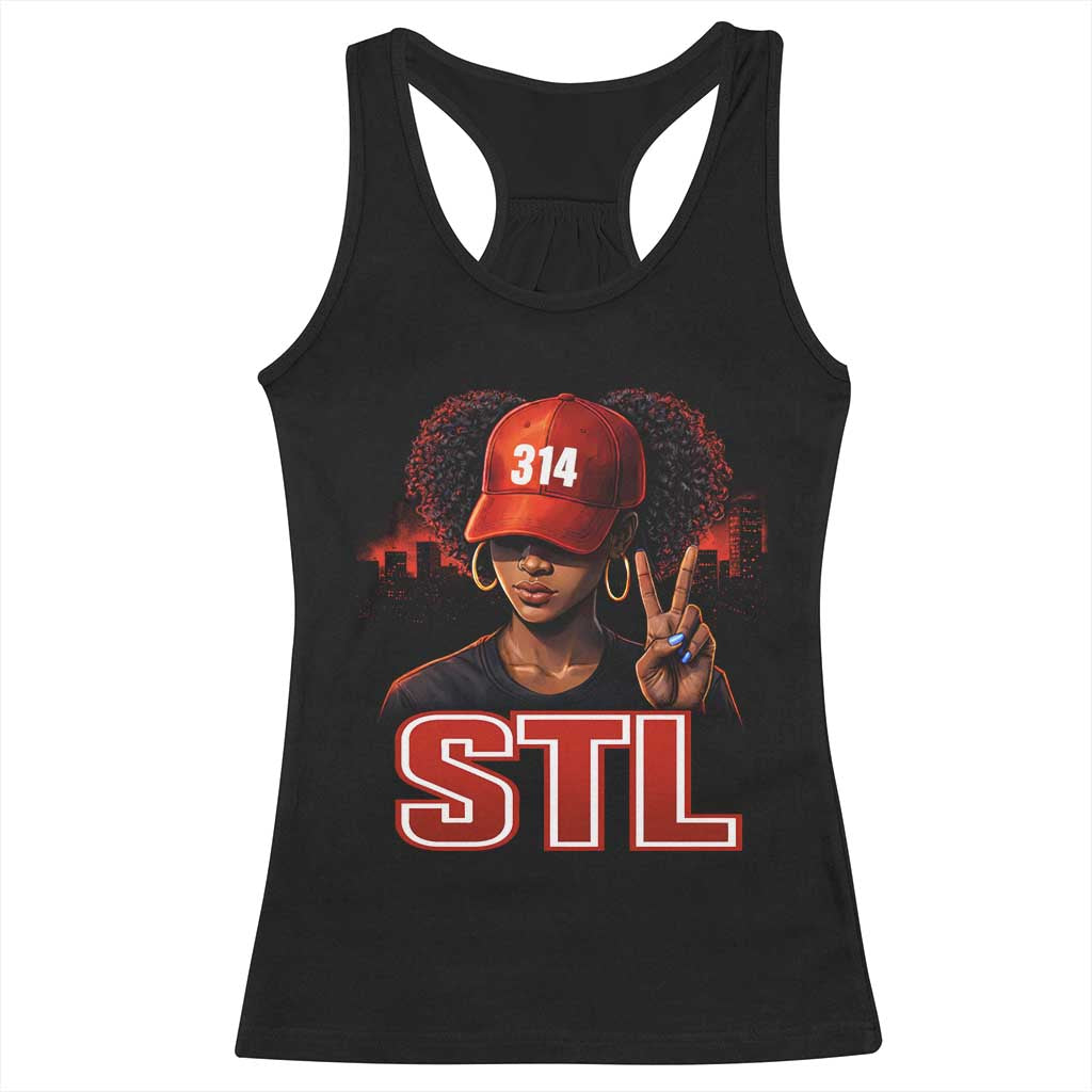 314 STL Racerback Tank Top Red Hat African American Woman Area Code St Louis City Pride TS10 Black Print Your Wear