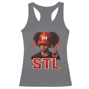 314 STL Racerback Tank Top Red Hat African American Woman Area Code St Louis City Pride TS10 Charcoal Print Your Wear