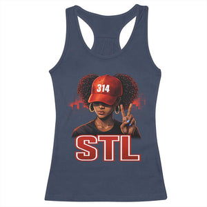 314 STL Racerback Tank Top Red Hat African American Woman Area Code St Louis City Pride TS10 Navy Print Your Wear
