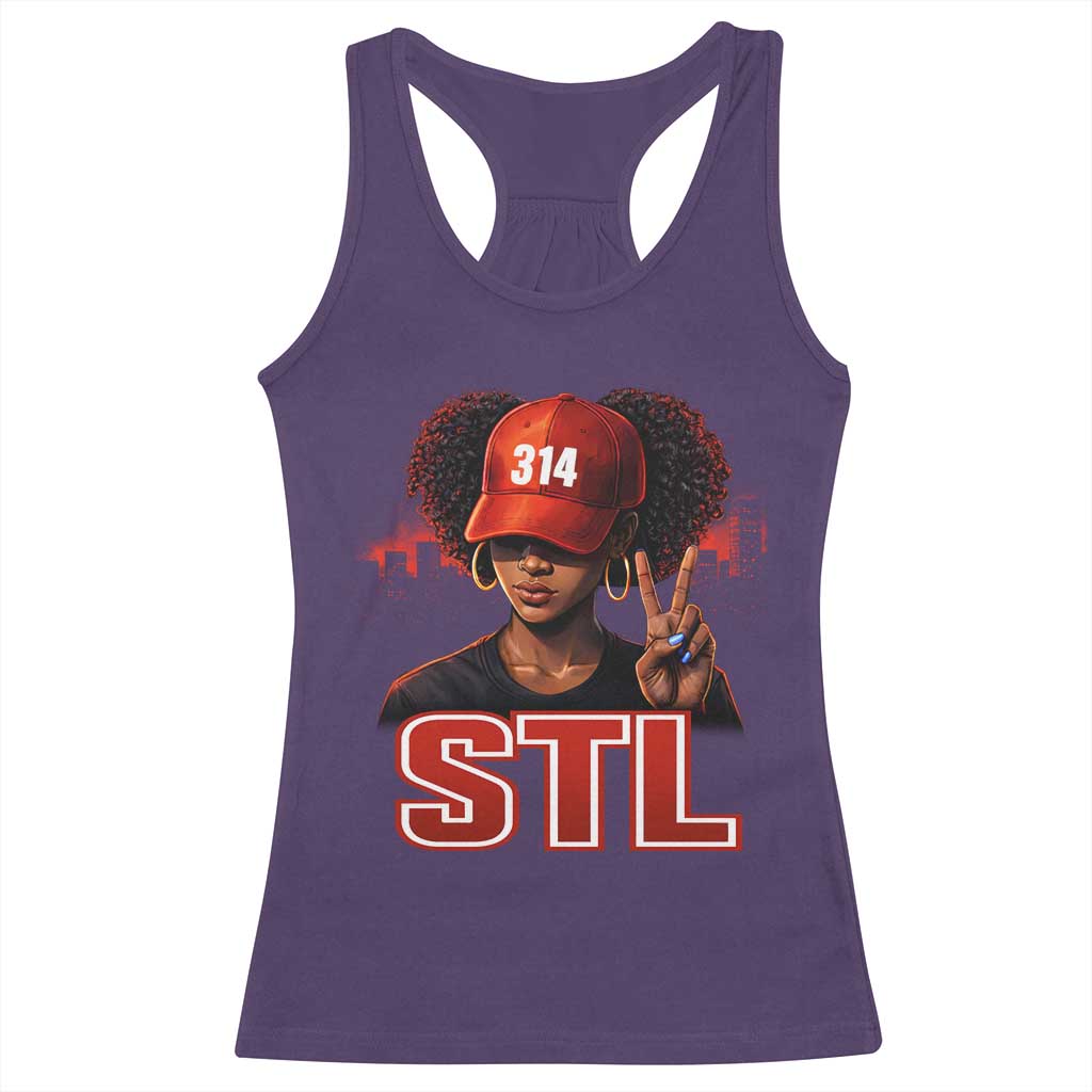 314 STL Racerback Tank Top Red Hat African American Woman Area Code St Louis City Pride TS10 Purple Print Your Wear