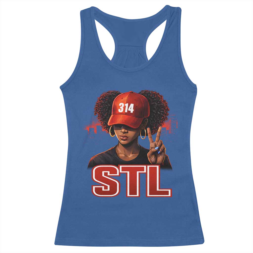 314 STL Racerback Tank Top Red Hat African American Woman Area Code St Louis City Pride TS10 Royal Blue Print Your Wear
