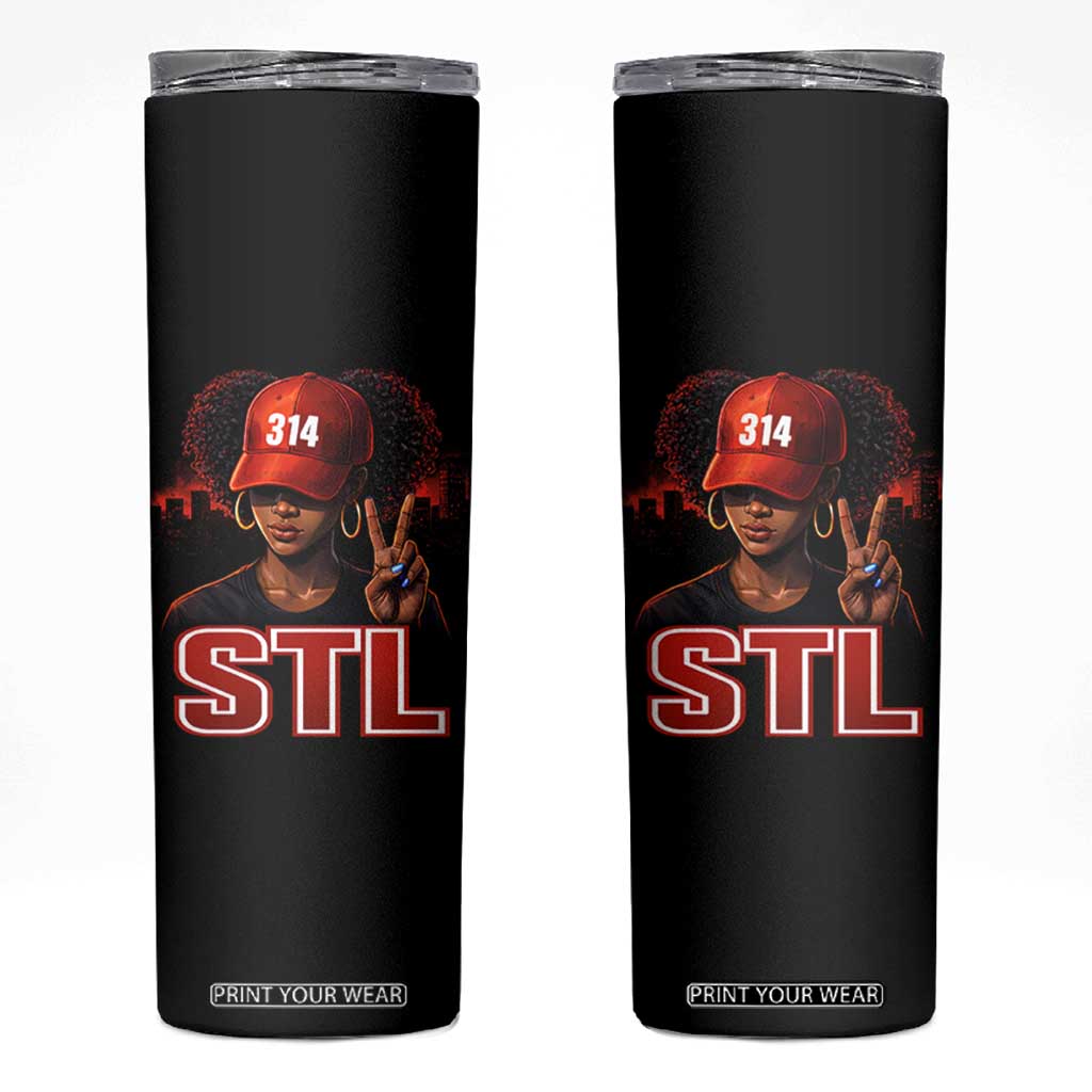 314 STL Skinny Tumbler Red Hat African American Woman Area Code St Louis City Pride TS10 Black Print Your Wear