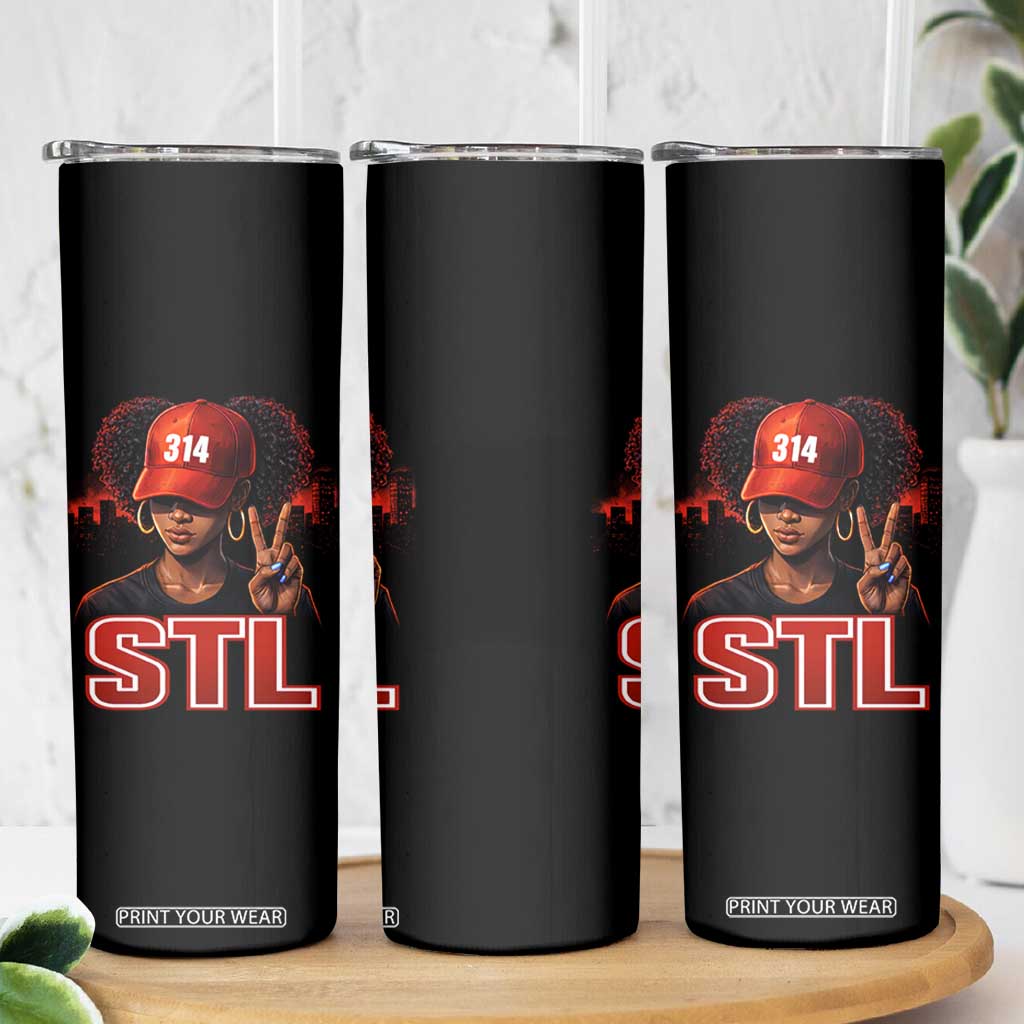 314 STL Skinny Tumbler Red Hat African American Woman Area Code St Louis City Pride TS10 Print Your Wear
