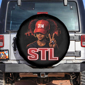 314 STL Spare Tire Cover Red Hat African American Woman Area Code St Louis City Pride TS10 No hole Black Print Your Wear