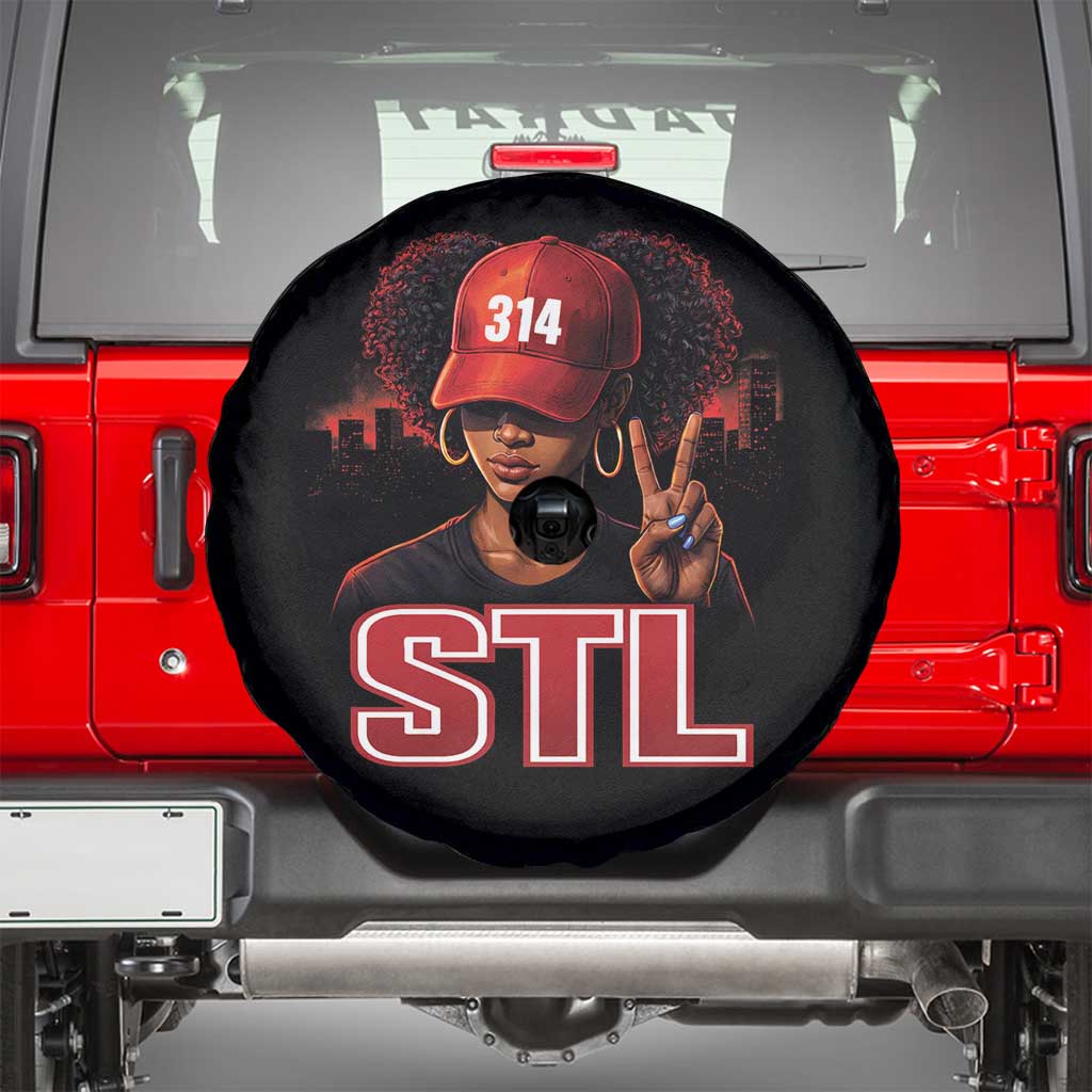314 STL Spare Tire Cover Red Hat African American Woman Area Code St Louis City Pride TS10 Black Print Your Wear