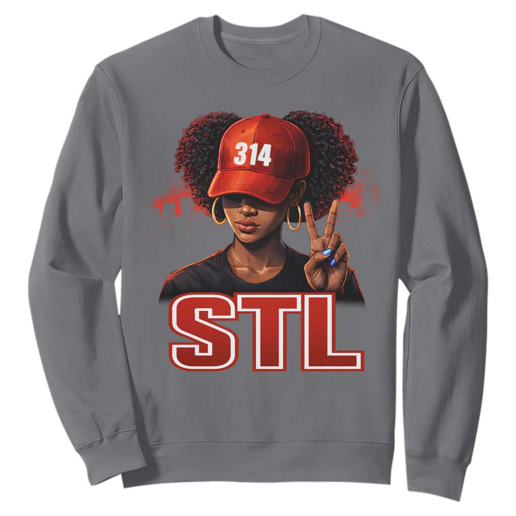 314 STL Sweatshirt Red Hat African American Woman Area Code St Louis City Pride TS10 Charcoal Print Your Wear