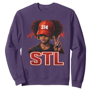 314 STL Sweatshirt Red Hat African American Woman Area Code St Louis City Pride TS10 Purple Print Your Wear