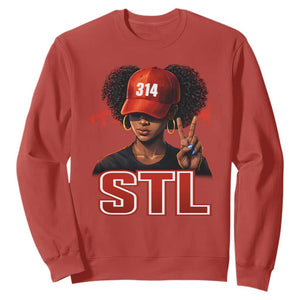 314 STL Sweatshirt Red Hat African American Woman Area Code St Louis City Pride TS10 Red Print Your Wear