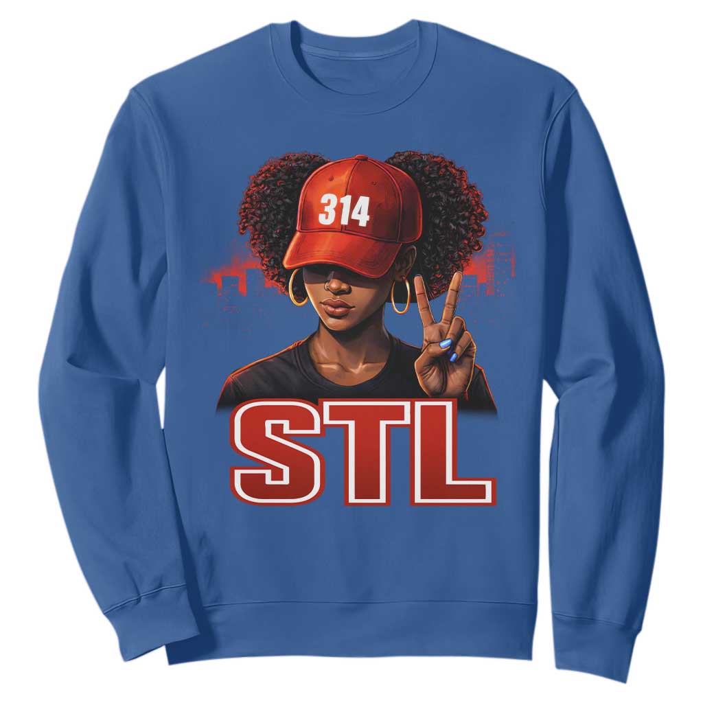 314 STL Sweatshirt Red Hat African American Woman Area Code St Louis City Pride TS10 Royal Blue Print Your Wear