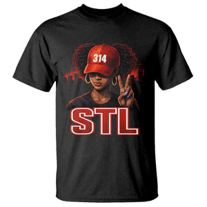314 STL T Shirt Red Hat African American Woman Area Code St Louis City Pride TS10 Black Print Your Wear