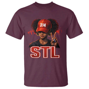 314 STL T Shirt Red Hat African American Woman Area Code St Louis City Pride TS10 Maroon Print Your Wear