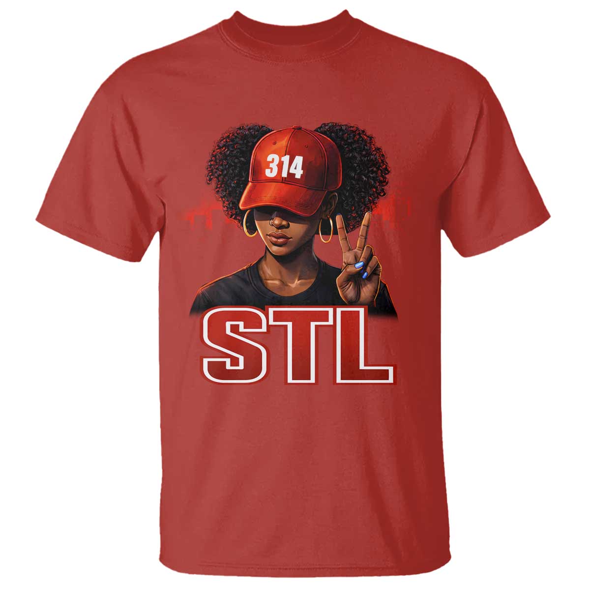 314 STL T Shirt Red Hat African American Woman Area Code St Louis City Pride TS10 Red Print Your Wear