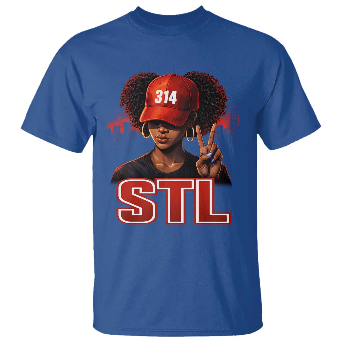 314 STL T Shirt Red Hat African American Woman Area Code St Louis City Pride TS10 Royal Blue Print Your Wear