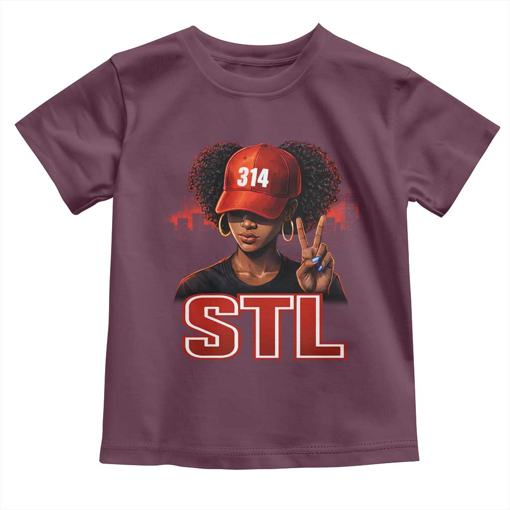 314 STL Toddler T Shirt Red Hat African American Woman Area Code St Louis City Pride TS10 Maroon Print Your Wear