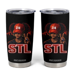 314 STL Tumbler Cup Red Hat African American Woman Area Code St Louis City Pride TS10 Black Print Your Wear