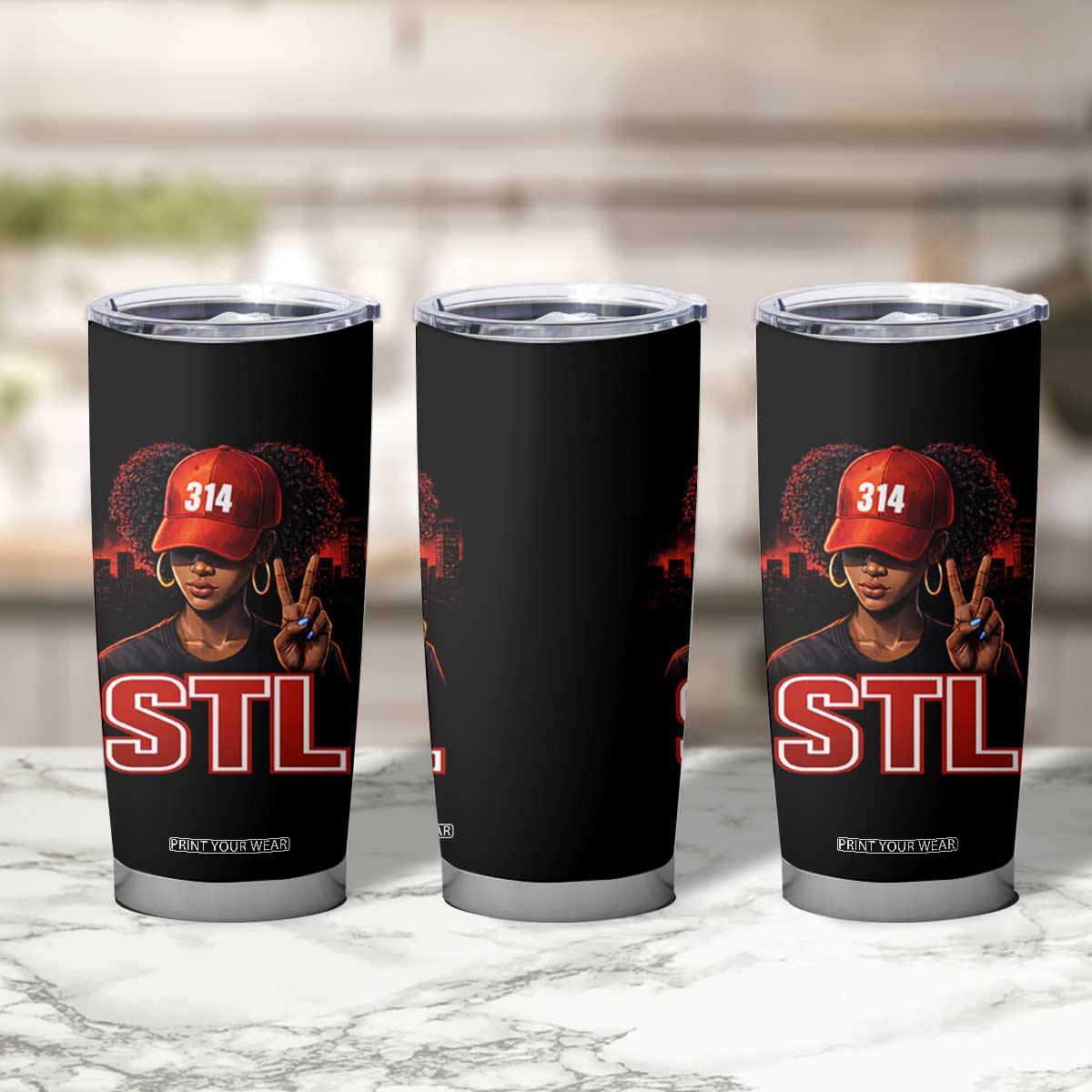 314 STL Tumbler Cup Red Hat African American Woman Area Code St Louis City Pride TS10 Print Your Wear