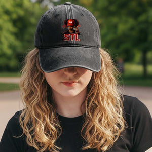 314 STL Washed Cotton Baseball Cap Red Hat African American Woman  Area Code St Louis City Pride