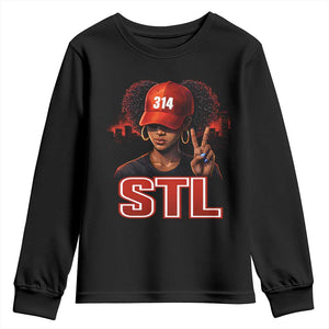 314 STL Youth Sweatshirt Red Hat African American Woman Area Code St Louis City Pride TS10 Black Print Your Wear