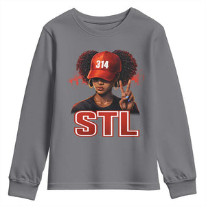 314 STL Youth Sweatshirt Red Hat African American Woman Area Code St Louis City Pride TS10 Charcoal Print Your Wear