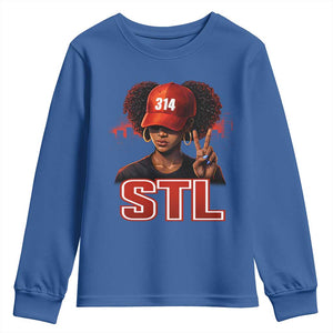 314 STL Youth Sweatshirt Red Hat African American Woman Area Code St Louis City Pride TS10 Royal Blue Print Your Wear
