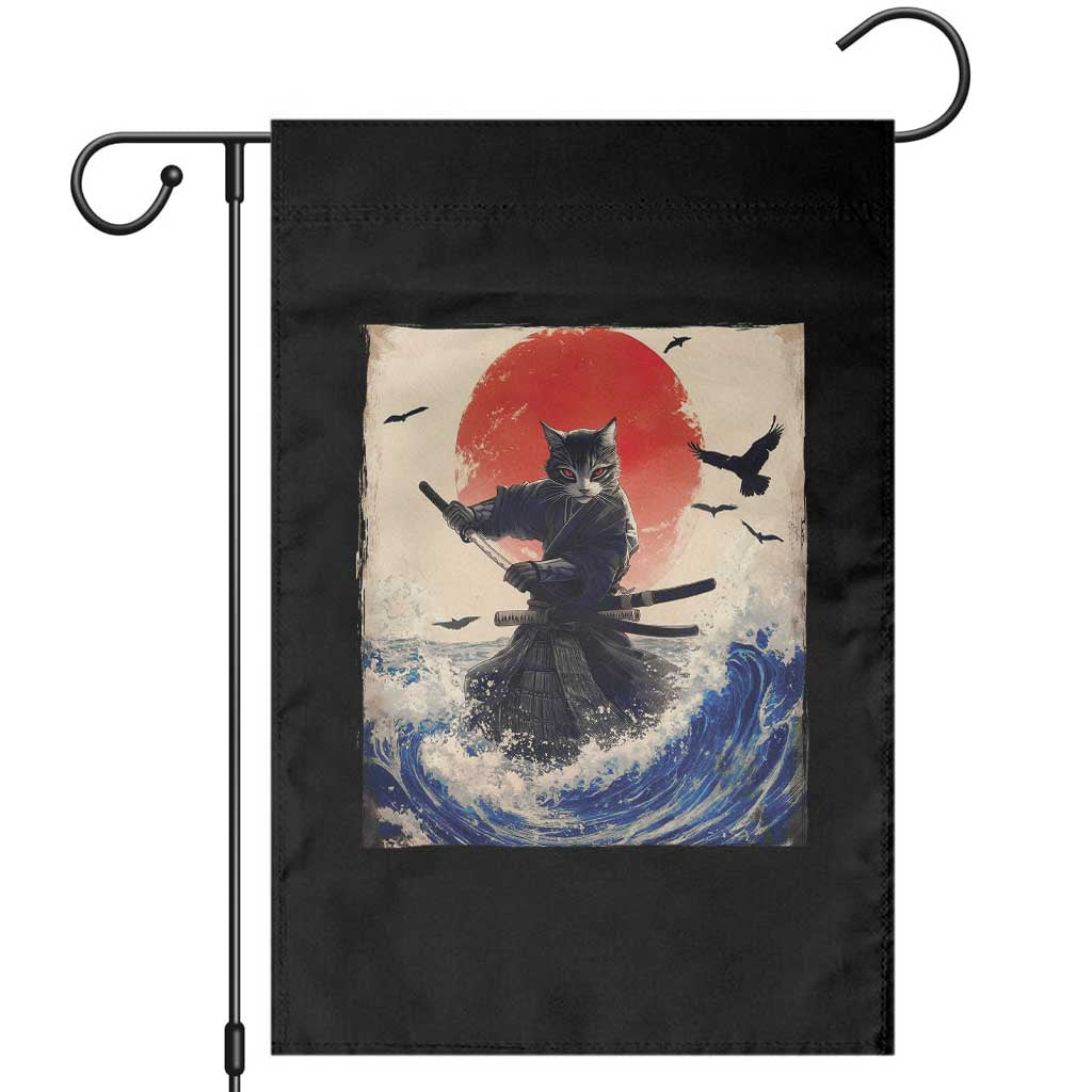 Samurai Cat Garden Flag Vintage Japanese Art Anime Ukiyo-e Warrior TS10 Black Print Your Wear